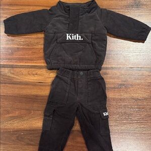 Kith Black Corduroy Cargo Pant & Pull Over Kids  Set. New no tag